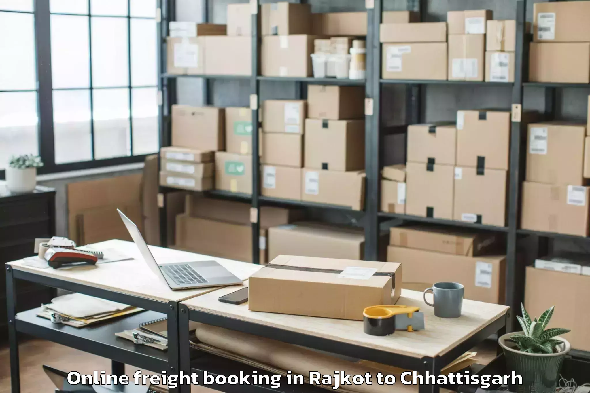 Trusted Rajkot to Kharora Online Freight Booking